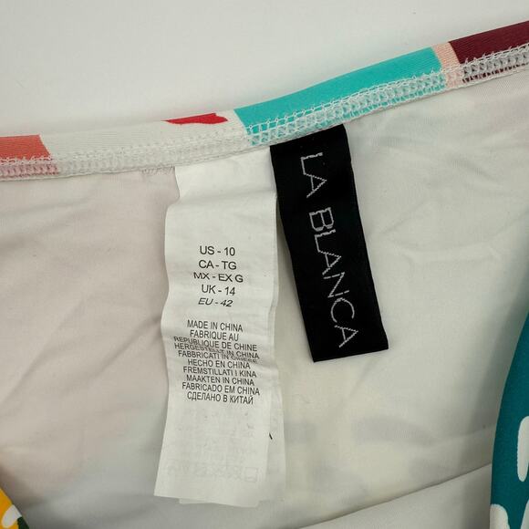 La Blanca Bikini Bottoms Swim Size 10 NEW Eclectic Shore V-Front High Waist NWOT - Picture 5 of 13